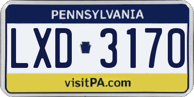 PA license plate LXD3170