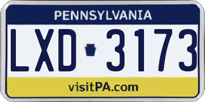 PA license plate LXD3173