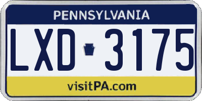 PA license plate LXD3175