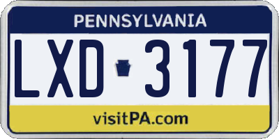 PA license plate LXD3177