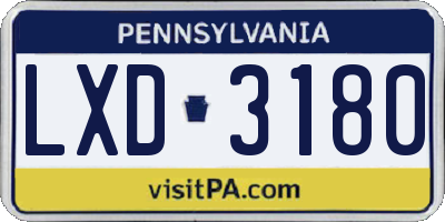 PA license plate LXD3180