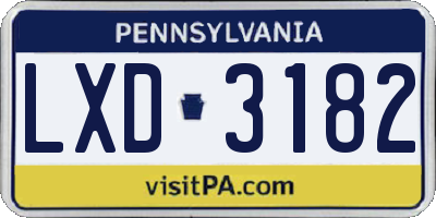 PA license plate LXD3182