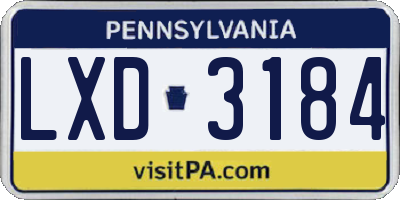 PA license plate LXD3184