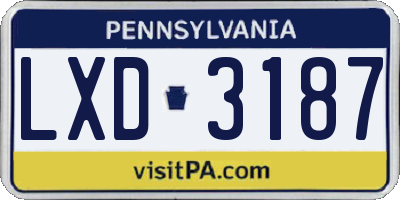 PA license plate LXD3187