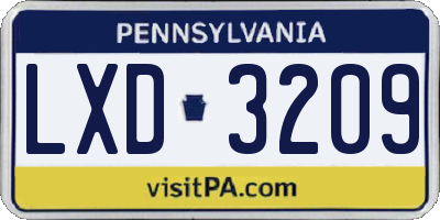 PA license plate LXD3209