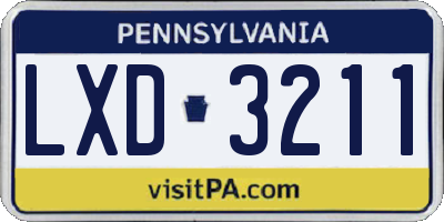 PA license plate LXD3211