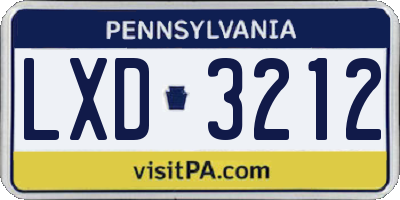PA license plate LXD3212