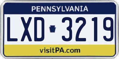 PA license plate LXD3219