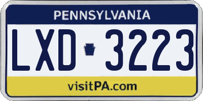 PA license plate LXD3223