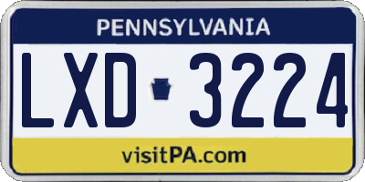 PA license plate LXD3224