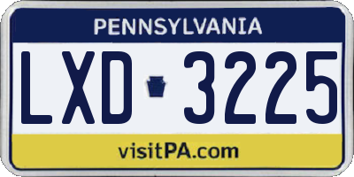 PA license plate LXD3225