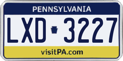 PA license plate LXD3227