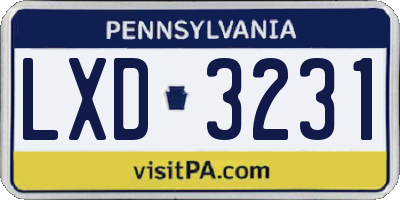 PA license plate LXD3231