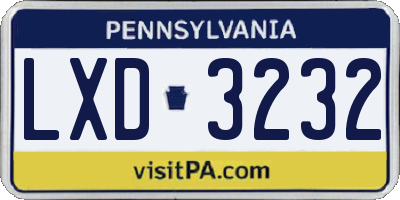 PA license plate LXD3232