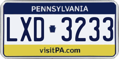 PA license plate LXD3233