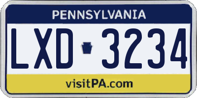 PA license plate LXD3234