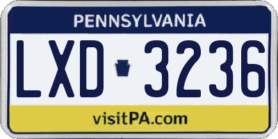 PA license plate LXD3236