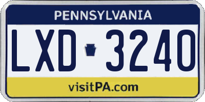 PA license plate LXD3240