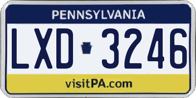 PA license plate LXD3246