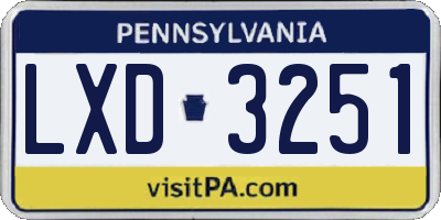 PA license plate LXD3251