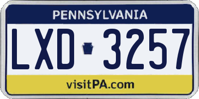 PA license plate LXD3257