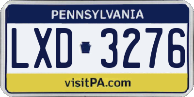 PA license plate LXD3276