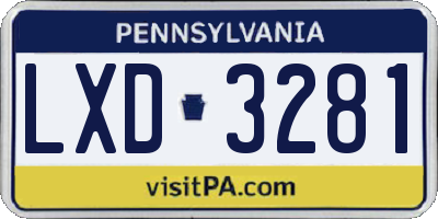 PA license plate LXD3281