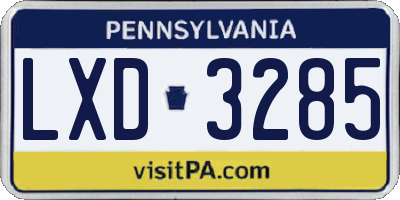 PA license plate LXD3285