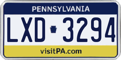 PA license plate LXD3294