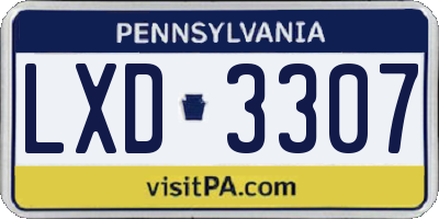 PA license plate LXD3307
