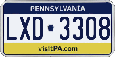 PA license plate LXD3308