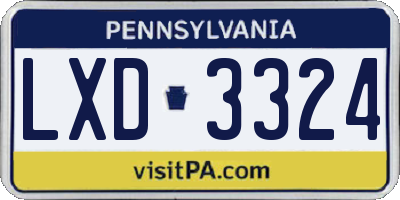 PA license plate LXD3324