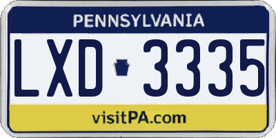 PA license plate LXD3335