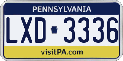 PA license plate LXD3336