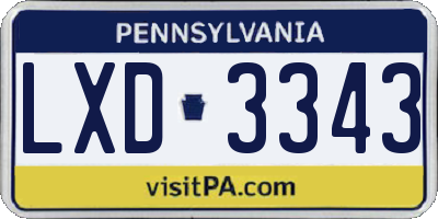 PA license plate LXD3343