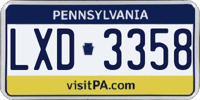 PA license plate LXD3358