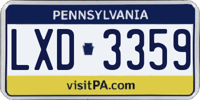 PA license plate LXD3359