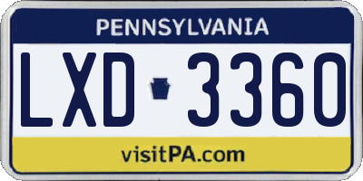 PA license plate LXD3360