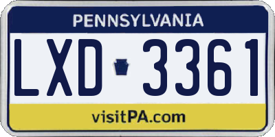 PA license plate LXD3361