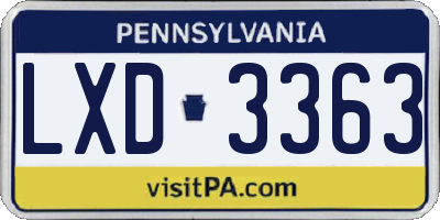 PA license plate LXD3363