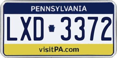 PA license plate LXD3372