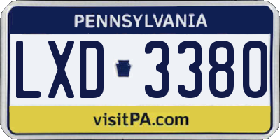 PA license plate LXD3380