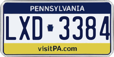 PA license plate LXD3384