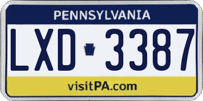PA license plate LXD3387