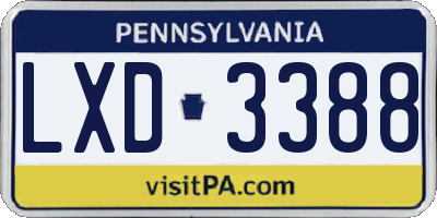 PA license plate LXD3388