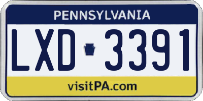 PA license plate LXD3391