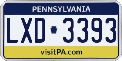 PA license plate LXD3393