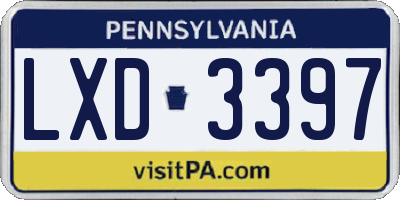 PA license plate LXD3397