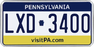 PA license plate LXD3400