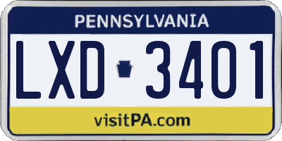 PA license plate LXD3401